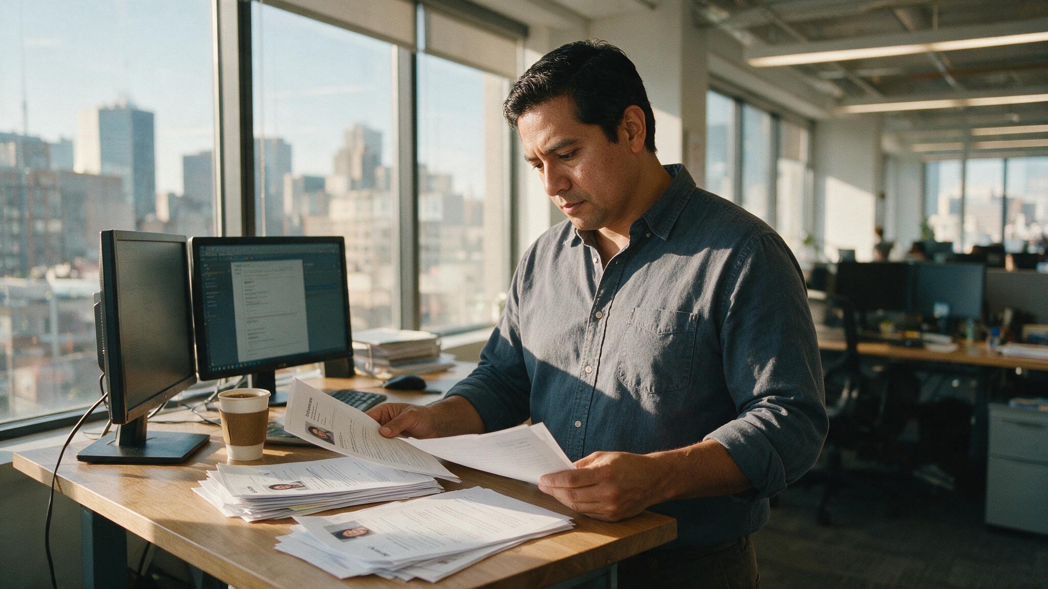 IT manager evaluating candidate profiles